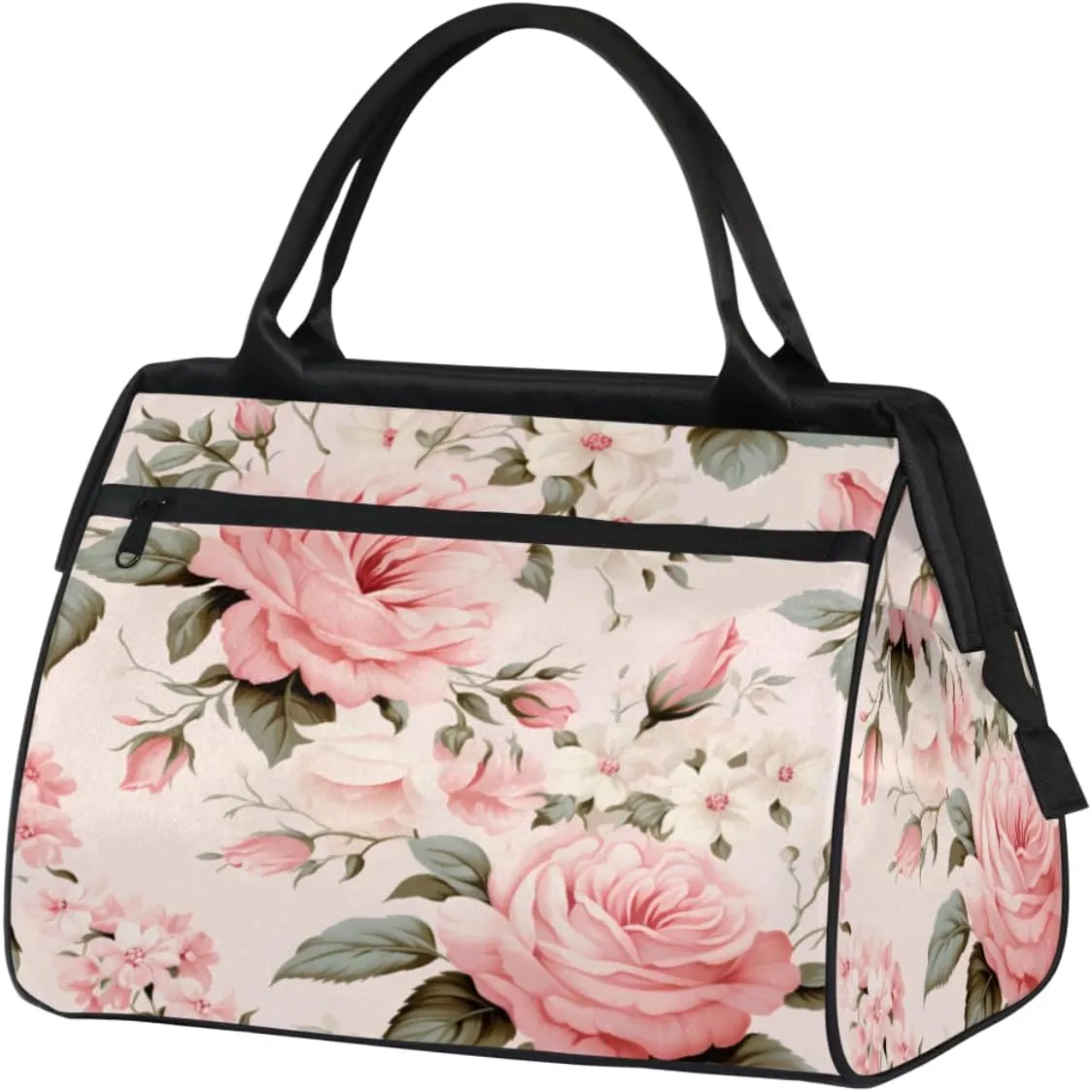 Travel Duffel Bag, Pink Flower Sports Tote Gym Bag,Overnight Weekender Bags Carry on Bag for Women Men, Airlines Approved Personal Item Travel Bag for Labor and Delivery