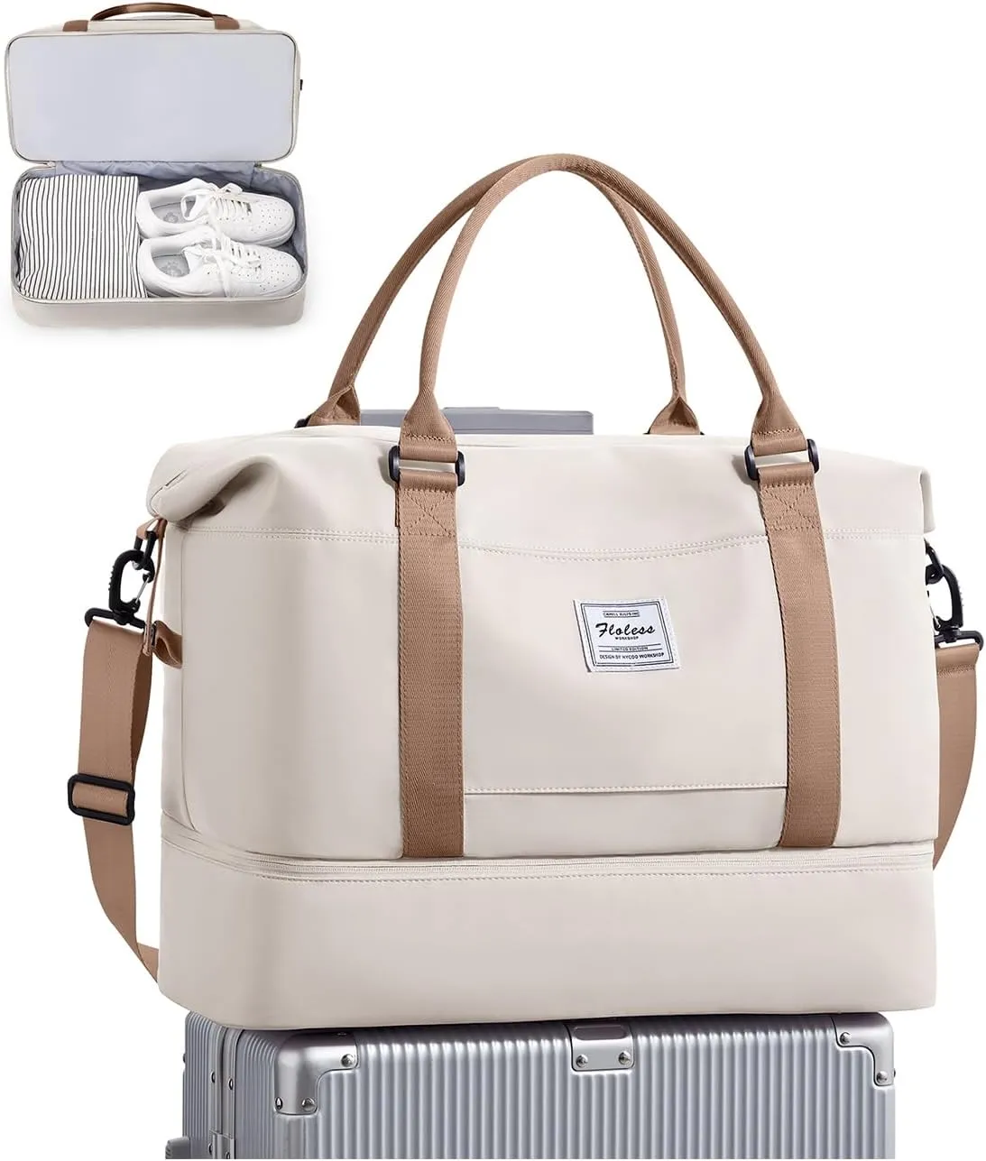 Travel Duffel Bag, Sports Tote Gym Bag, Shoulder Weekender Overnight Bag for Women