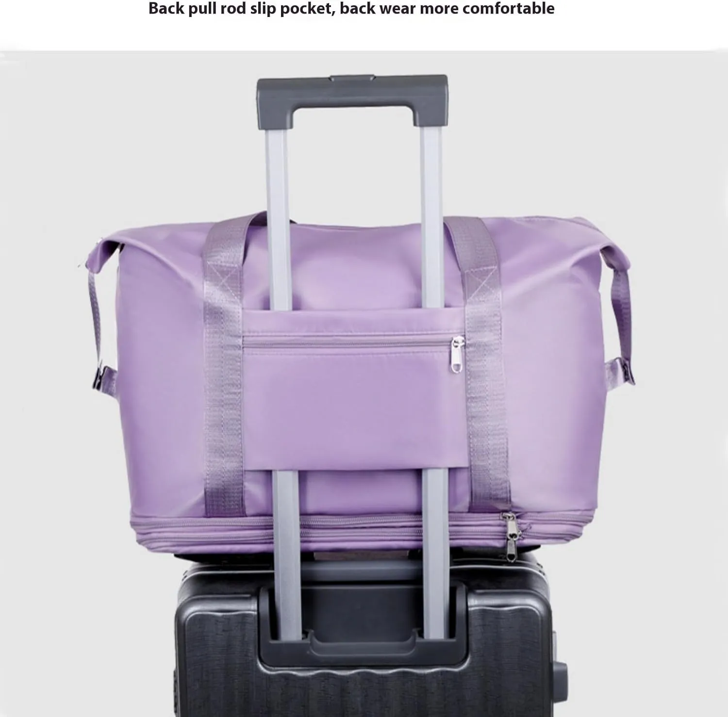 Travel Duffel Bag with Wheels, Expandable Foldable Rolling Luggage Bag with Detachable Wheels for Wome, Rolling Duffle Bag, Carry On, Large Weekend Bag Overnight Bag (Black)