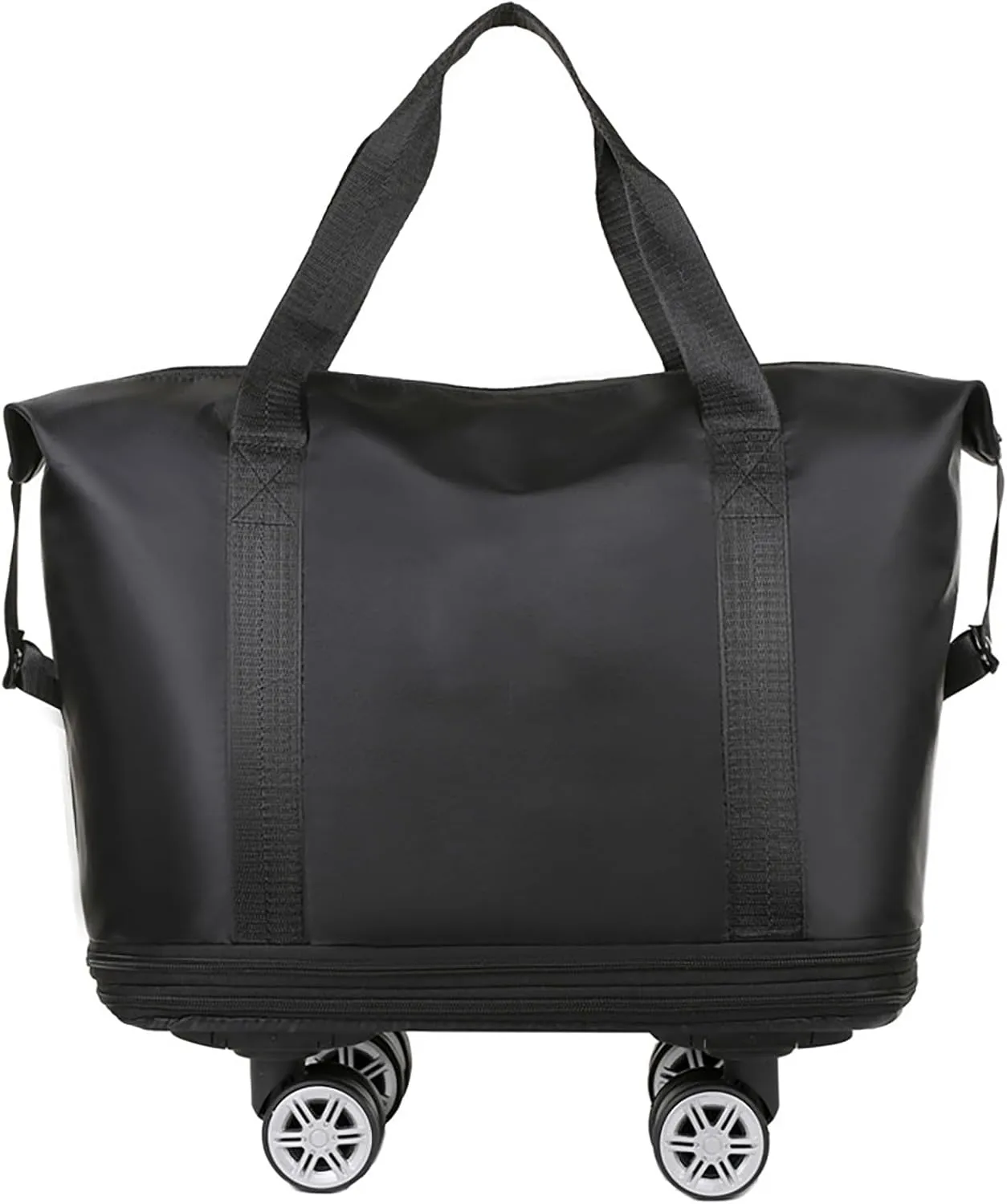 Travel Duffel Bag with Wheels, Expandable Foldable Rolling Luggage Bag with Detachable Wheels for Wome, Rolling Duffle Bag, Carry On, Large Weekend Bag Overnight Bag (Black)