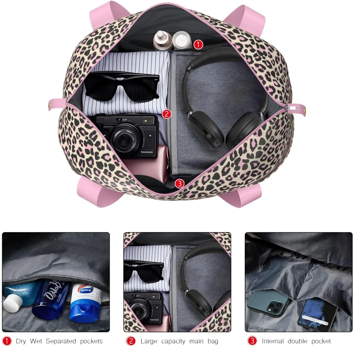 Travel Duffel Bag,Large Weekender Tote for Women, Shoulder Weekender Overnight Bag for Women,Gym Duffel Bag with Wet Pocket