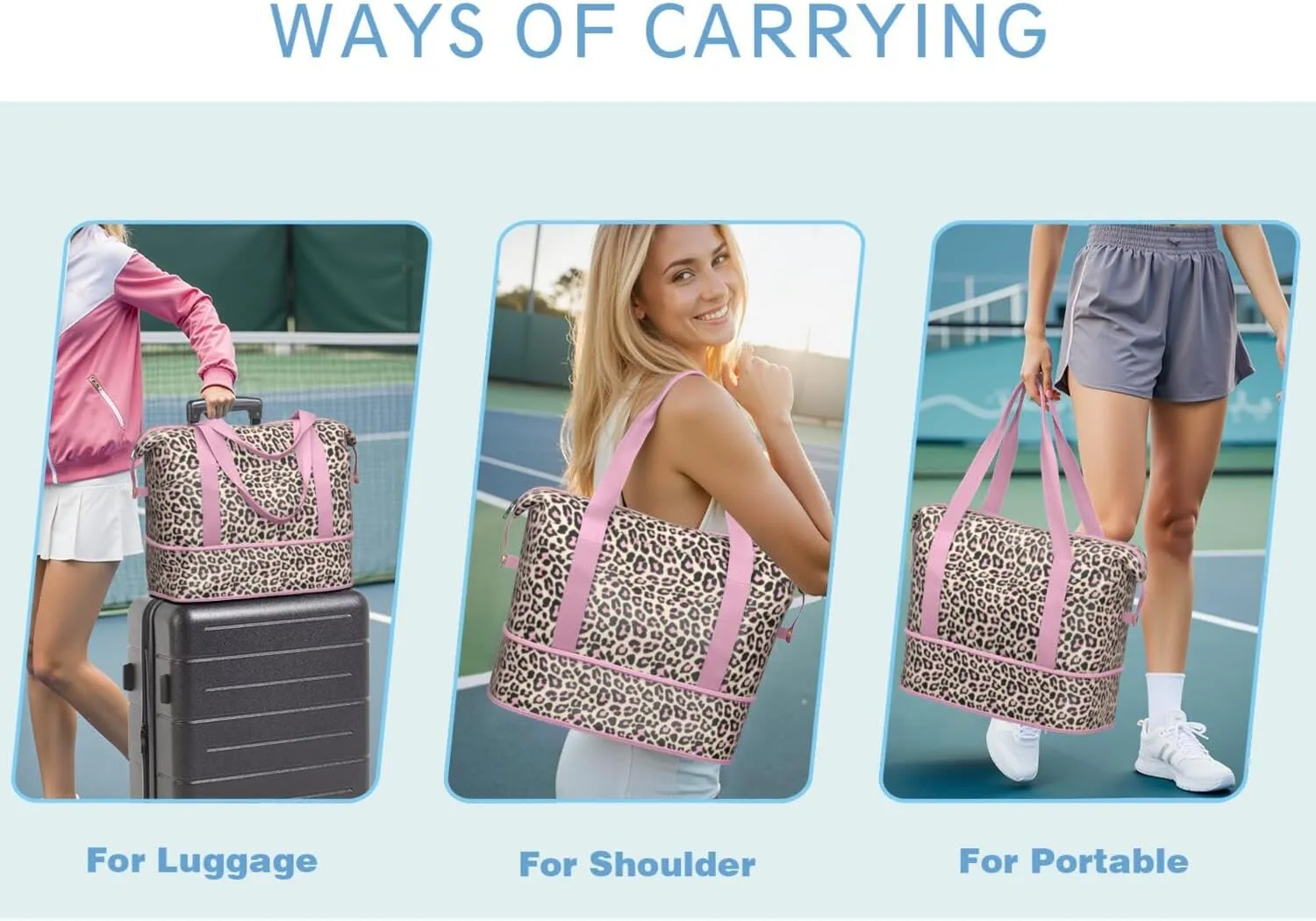 Travel Duffel Bag,Large Weekender Tote for Women, Shoulder Weekender Overnight Bag for Women,Gym Duffel Bag with Wet Pocket