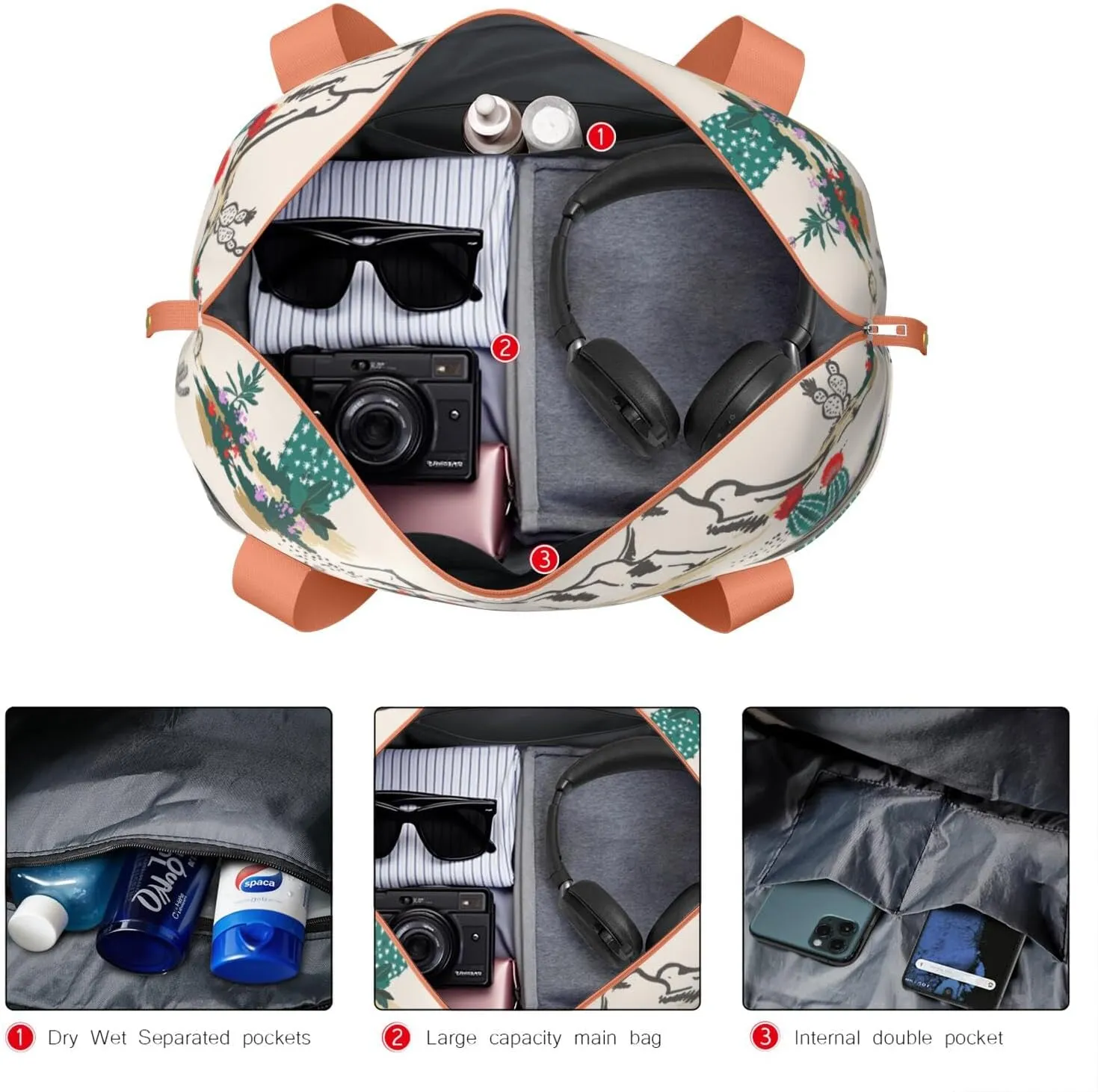 Travel Duffel Bag,Large Weekender Tote for Women,Gym Duffel Bag with Wet Pocket, Shoulder Weekender Overnight Bag for Women
