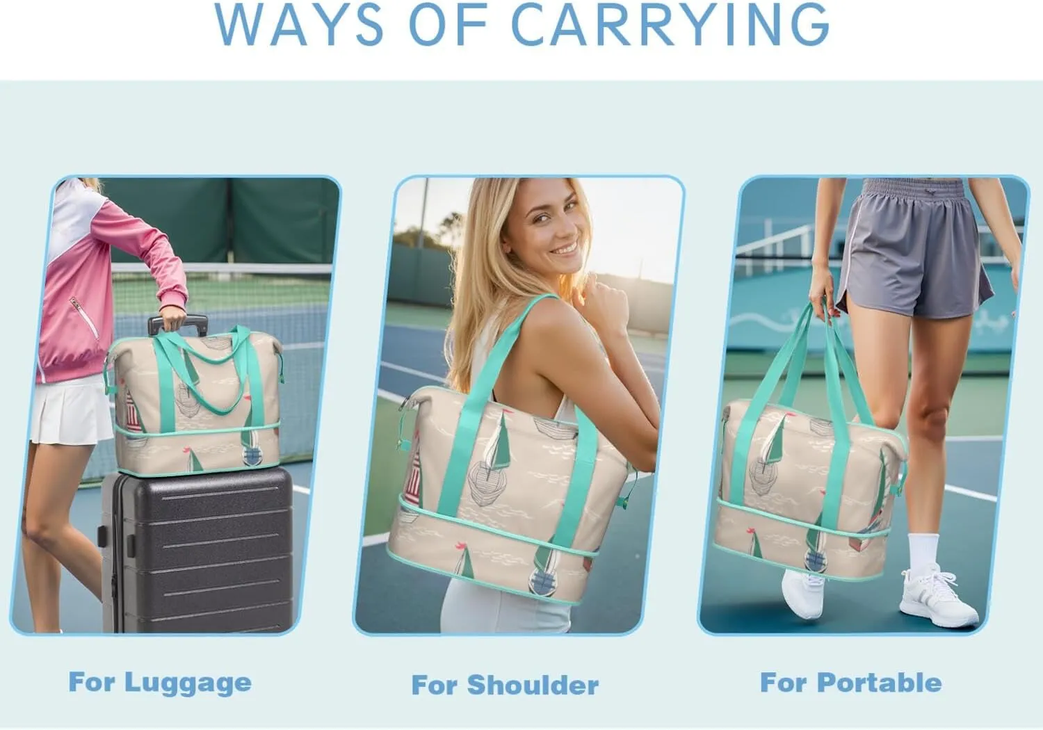 Travel Duffel Bag,Large Weekender Tote for Women,Gym Duffel Bag with Wet Pocket, Shoulder Weekender Overnight Bag for Women