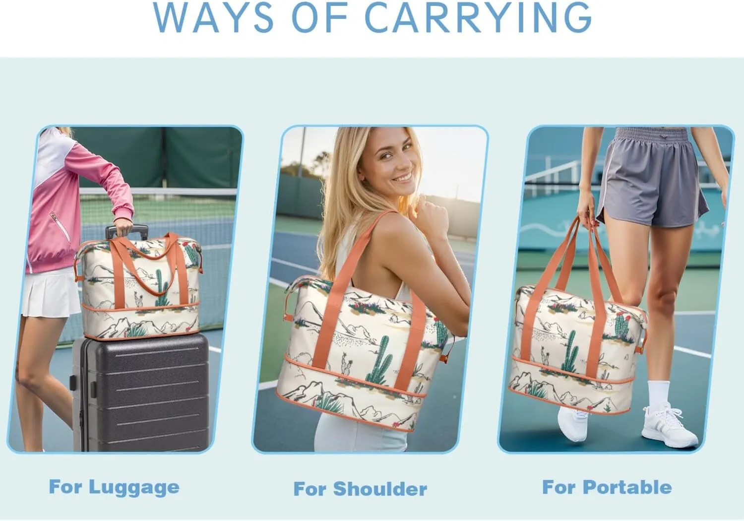 Travel Duffel Bag,Large Weekender Tote for Women,Gym Duffel Bag with Wet Pocket, Shoulder Weekender Overnight Bag for Women