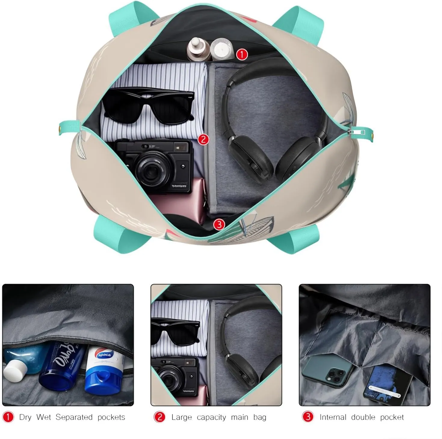 Travel Duffel Bag,Large Weekender Tote for Women,Gym Duffel Bag with Wet Pocket, Shoulder Weekender Overnight Bag for Women