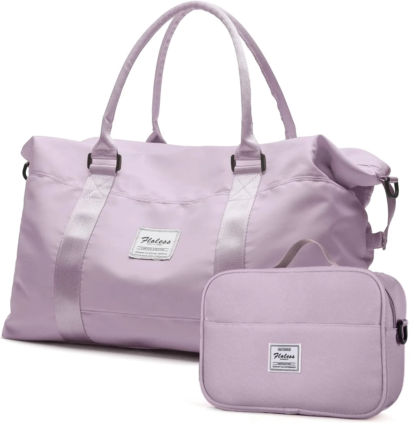 Travel Duffel Bags for Women,Weekender Overnight Bag with Wet Pocket & Toiletry Bag,Carry On Personal Item,Light Purple
