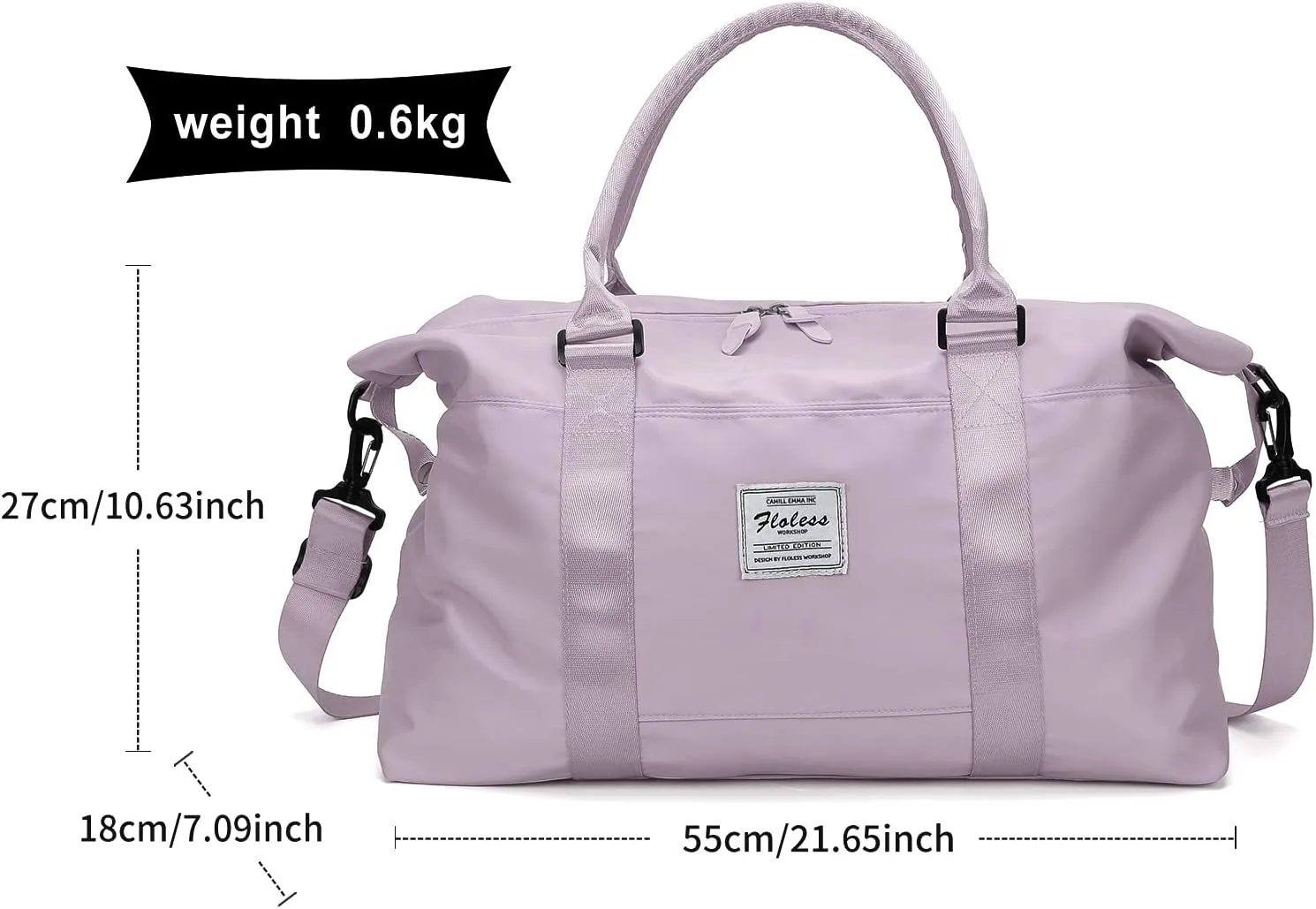 Travel Duffel Bags for Women,Weekender Overnight Bag with Wet Pocket & Toiletry Bag,Carry On Personal Item,Light Purple