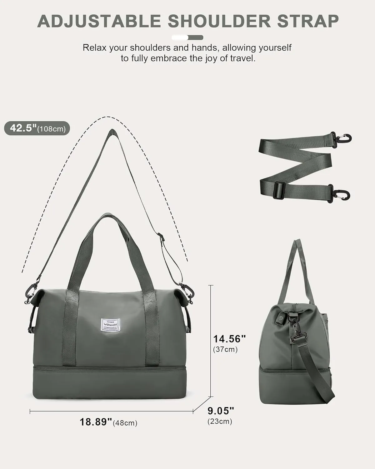 Travel Duffel Bags with USB port,Weekender Bags for Women,Waterproof Overnight Bag with Toiletry Bag,Sport Gym Tote Bag with Wet Pocket and Shoes Compartment, Carry On Bag for Airplanes,DarkGreen