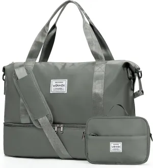 Travel Duffel Bags with USB port,Weekender Bags for Women,Waterproof Overnight Bag with Toiletry Bag,Sport Gym Tote Bag with Wet Pocket and Shoes Compartment, Carry On Bag for Airplanes,DarkGreen