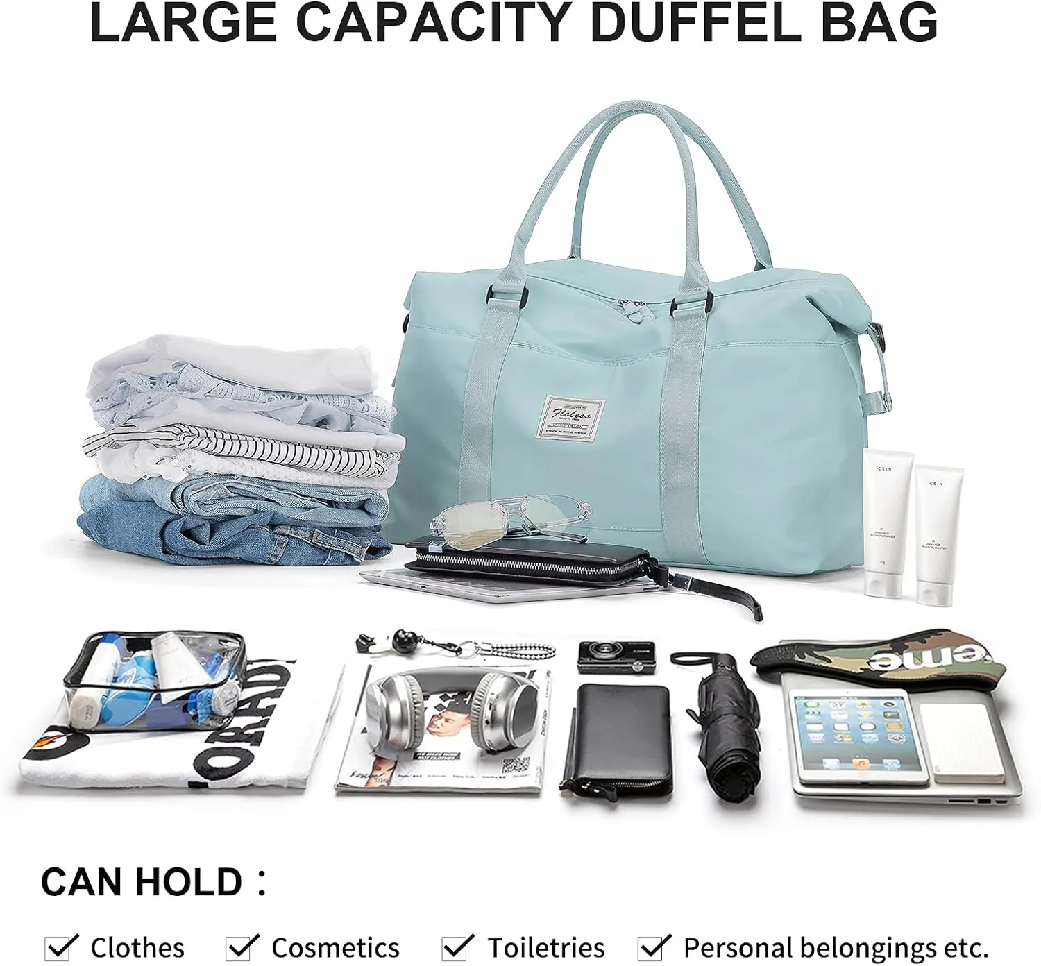 Travel Duffel Bag,Sports Tote Gym Bag,Shoulder Weekender Overnight Bag for Women
