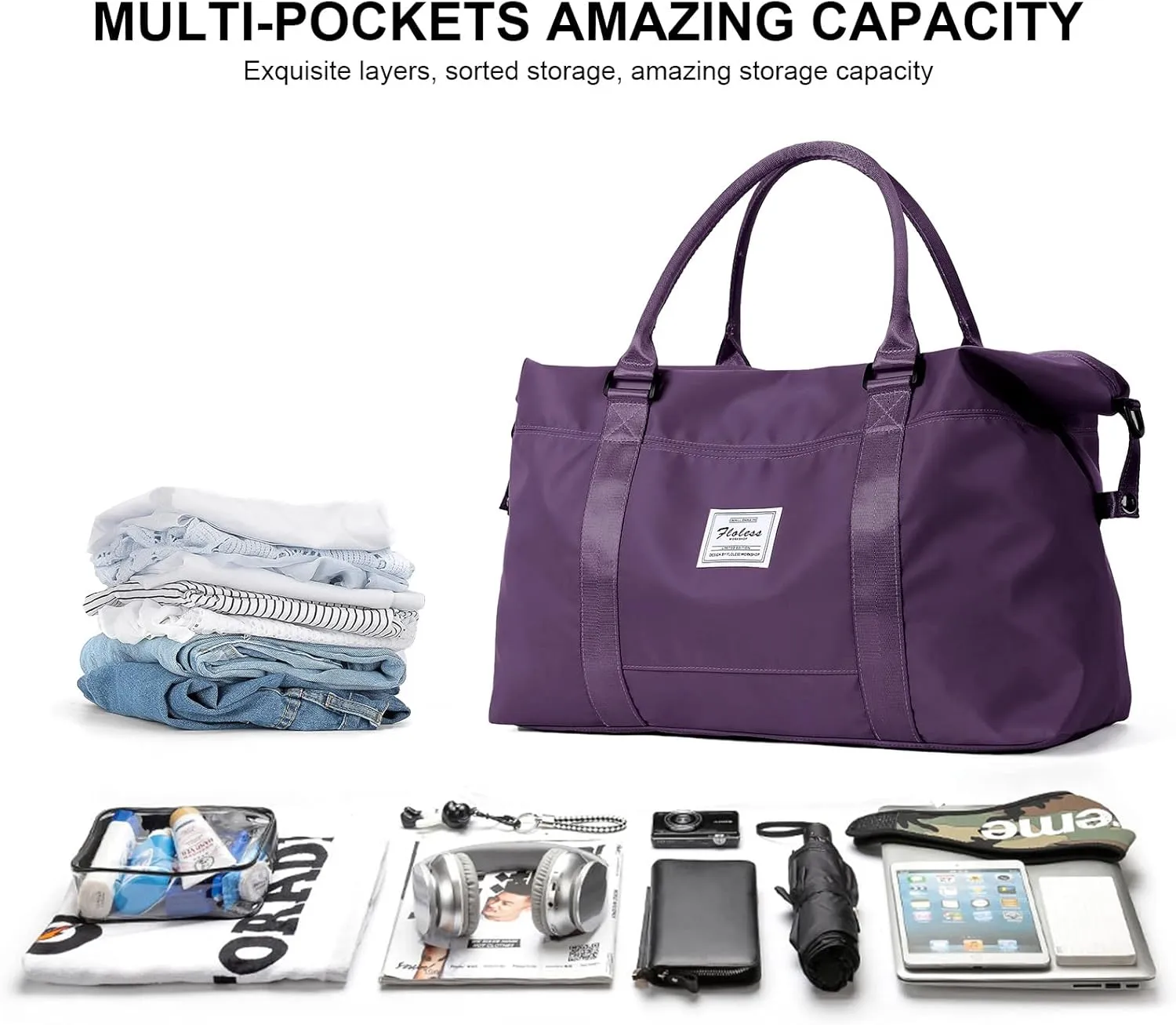 Travel Duffel Bag,Sports Tote Gym Bag,Shoulder Weekender Overnight Bag for Women
