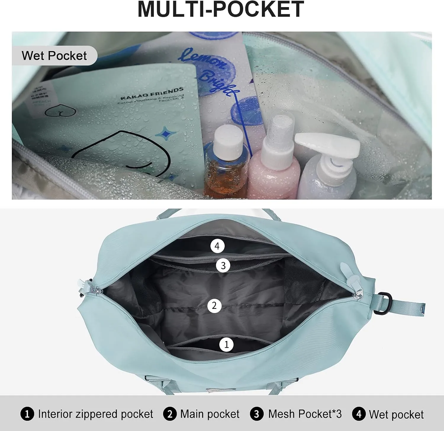 Travel Duffel Bag,Sports Tote Gym Bag,Shoulder Weekender Overnight Bag for Women