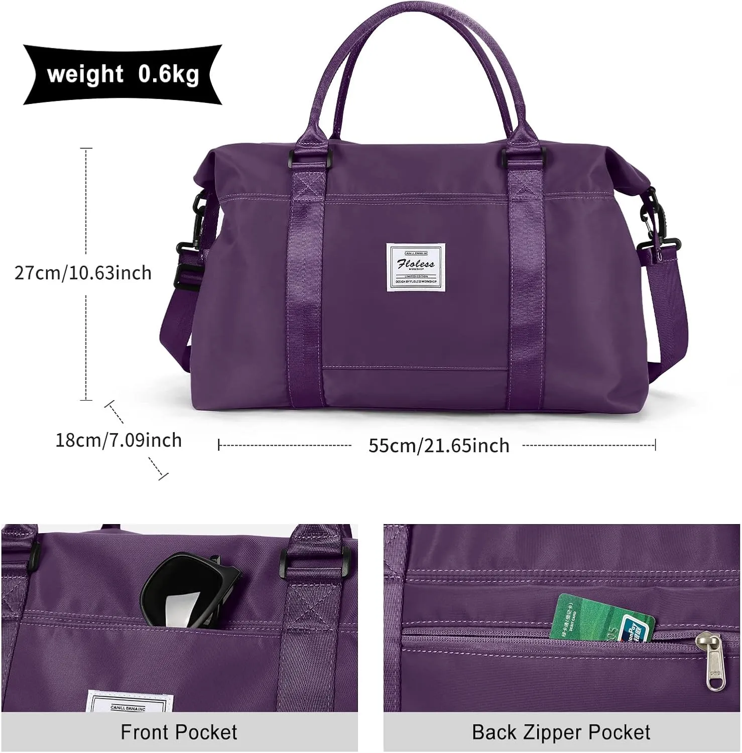 Travel Duffel Bag,Sports Tote Gym Bag,Shoulder Weekender Overnight Bag for Women