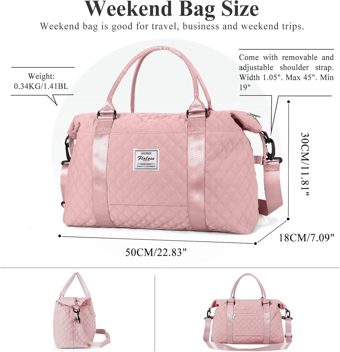 Travel Duffel Bag,Sports Tote Gym Bag,Shoulder Weekender Overnight Bag for Women