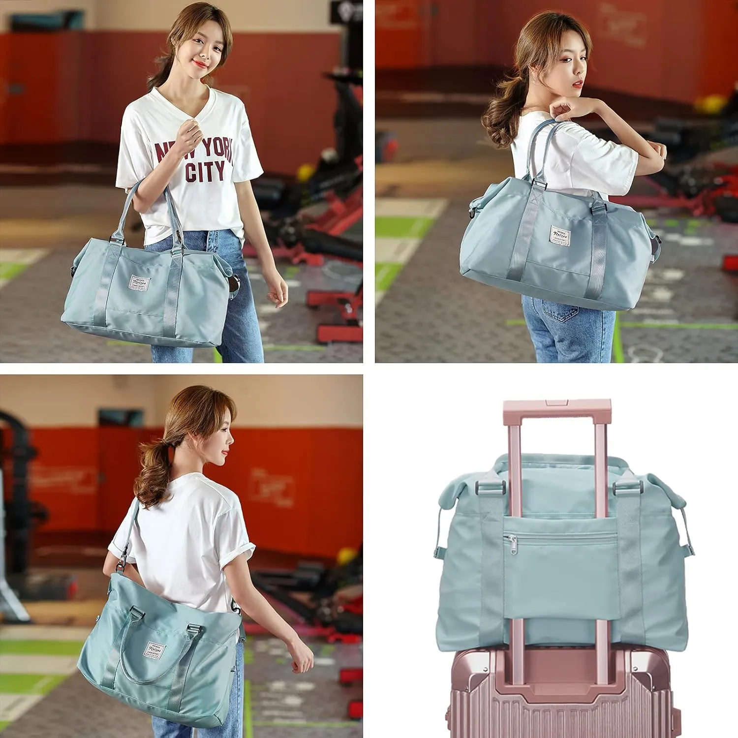 Travel Duffel Bag,Sports Tote Gym Bag,Shoulder Weekender Overnight Bag for Women