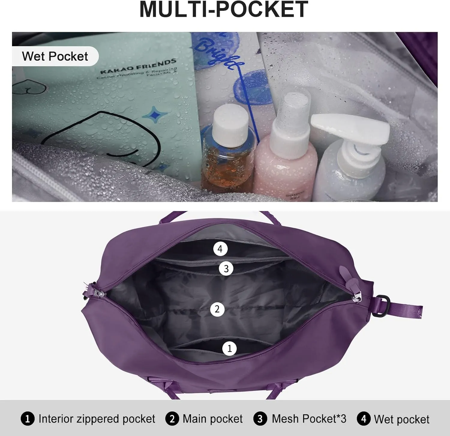 Travel Duffel Bag,Sports Tote Gym Bag,Shoulder Weekender Overnight Bag for Women