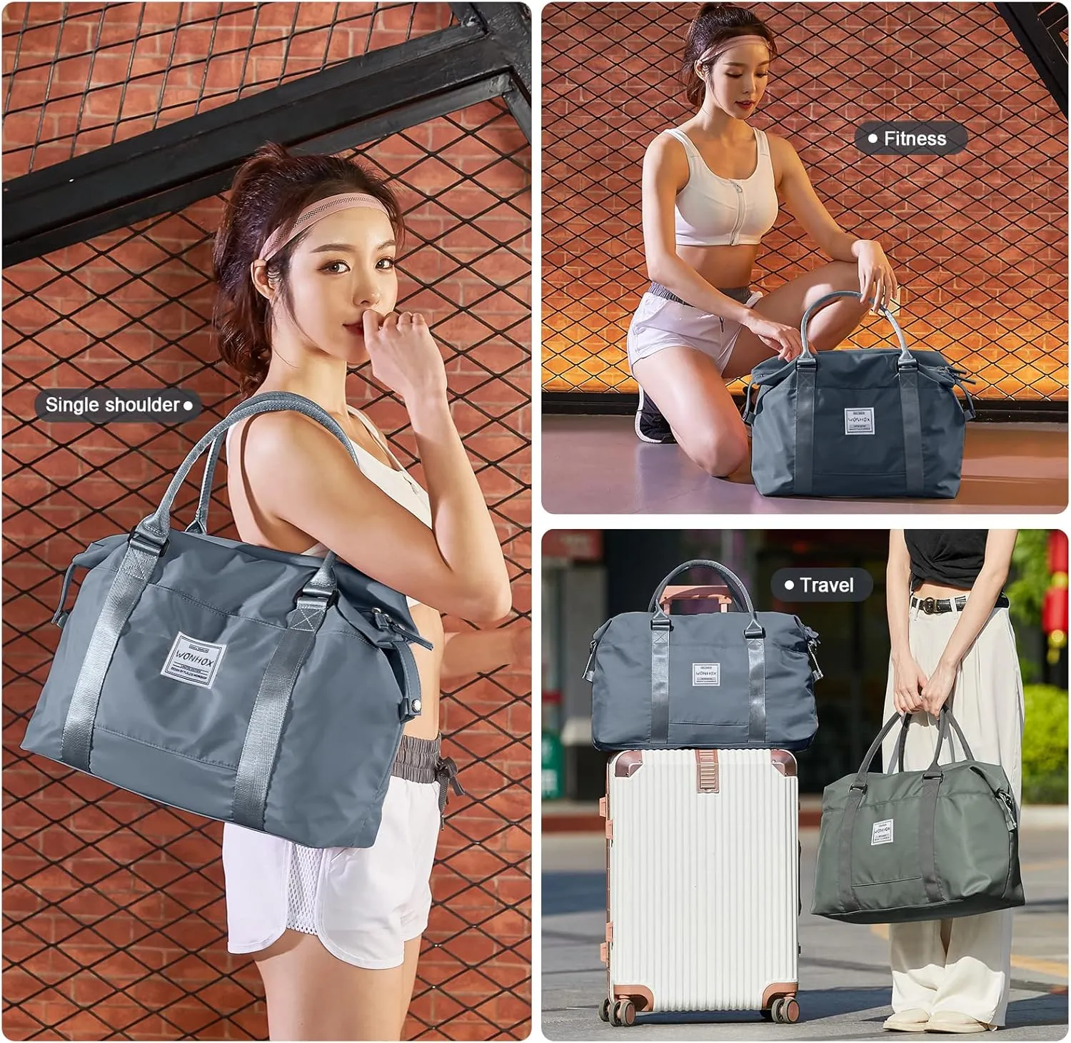Travel Duffel Bag,Waterproof Duffel Gym Tote Bag Personal Item Bag,Large Sports Weekender Carry On Overnight Bags for Women with Wet Pocket,Duffel Hospital Bag, JewelBlue