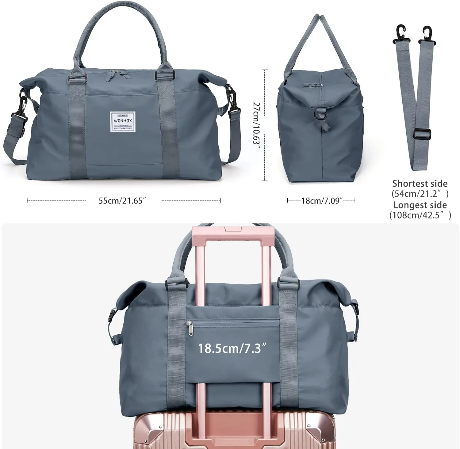 Travel Duffel Bag,Waterproof Duffel Gym Tote Bag Personal Item Bag,Large Sports Weekender Carry On Overnight Bags for Women with Wet Pocket,Duffel Hospital Bag, JewelBlue