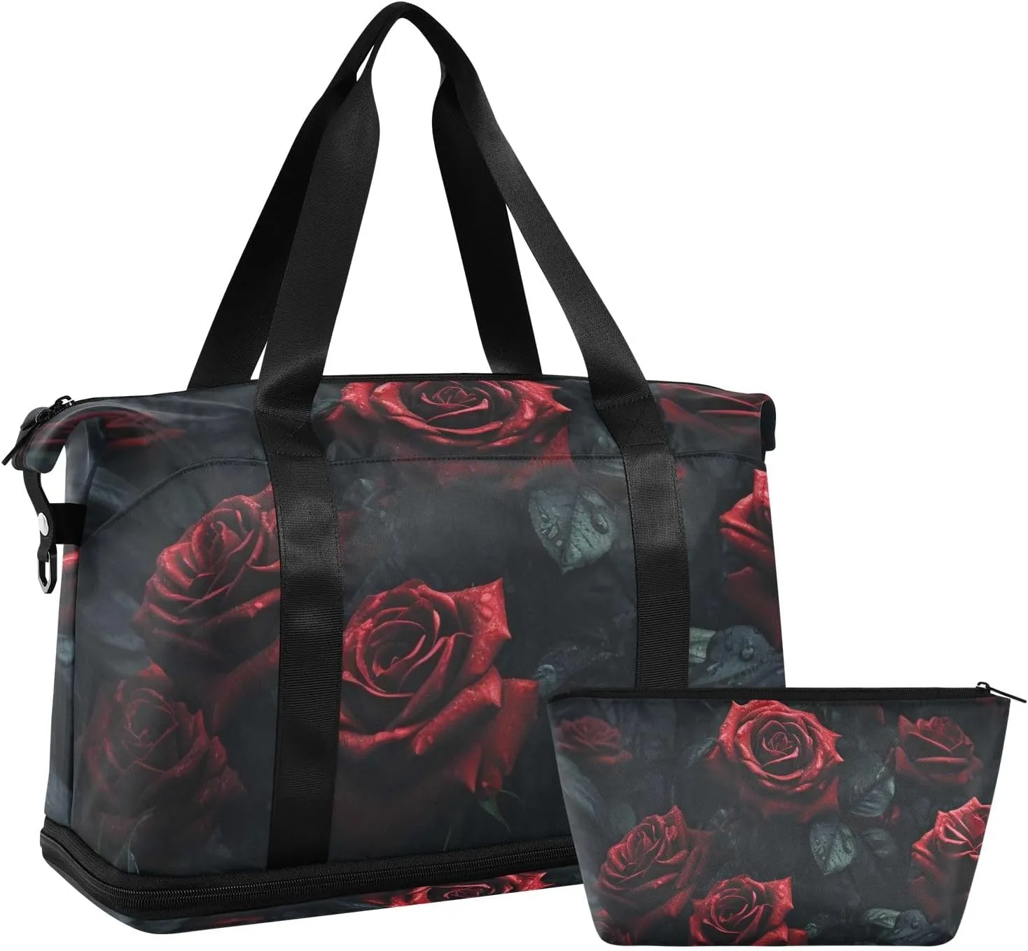 Travel Duffel Gym Sports Luggage Bag Expandable Large Capacity Rose Crimson Sports Bag for Women and Men