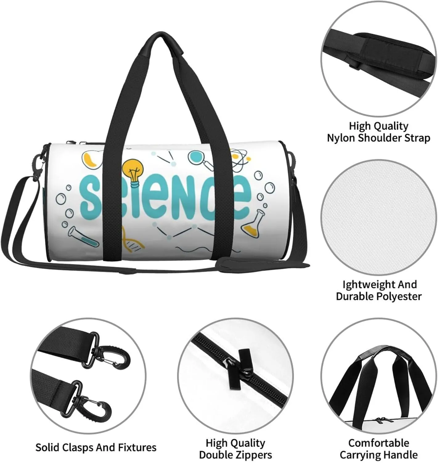 Travel Duffle Bag for Men Women, Science Work Labs Duffle Bags for Sport Gym Overnight Luggage