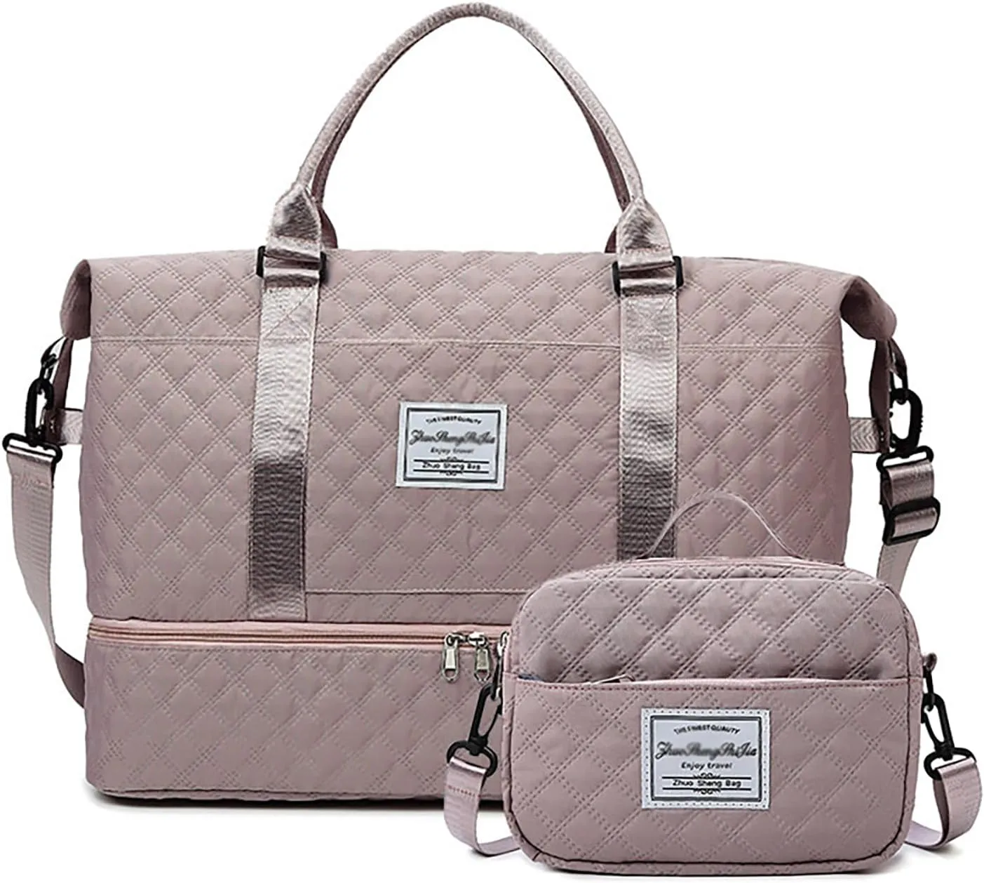 Travel Duffle Bag for Women with Shoe Compartment Carry on Overnight Bag with Toiletry Bag Gym Totes Bags with Wet Pocket Hospital Bags (Bean Set Bag)