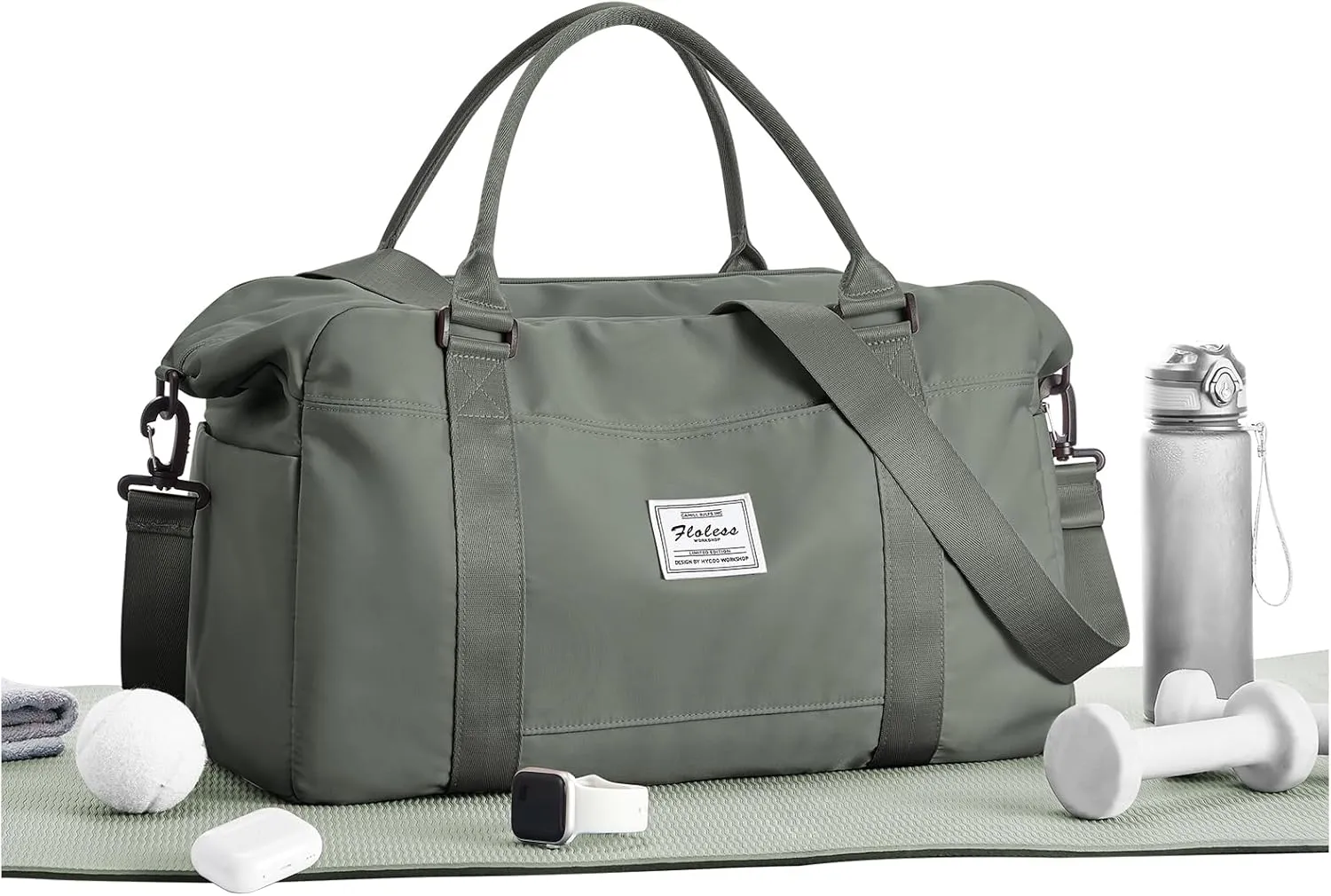 Travel Duffle Bag, Women Weekender Overnight Bags with Laptop Compartment and Wet Pocket, Womens Mens Traveling Carry On Luggage Gym Bag, Hospital Bags for Labor and Delivery, Green