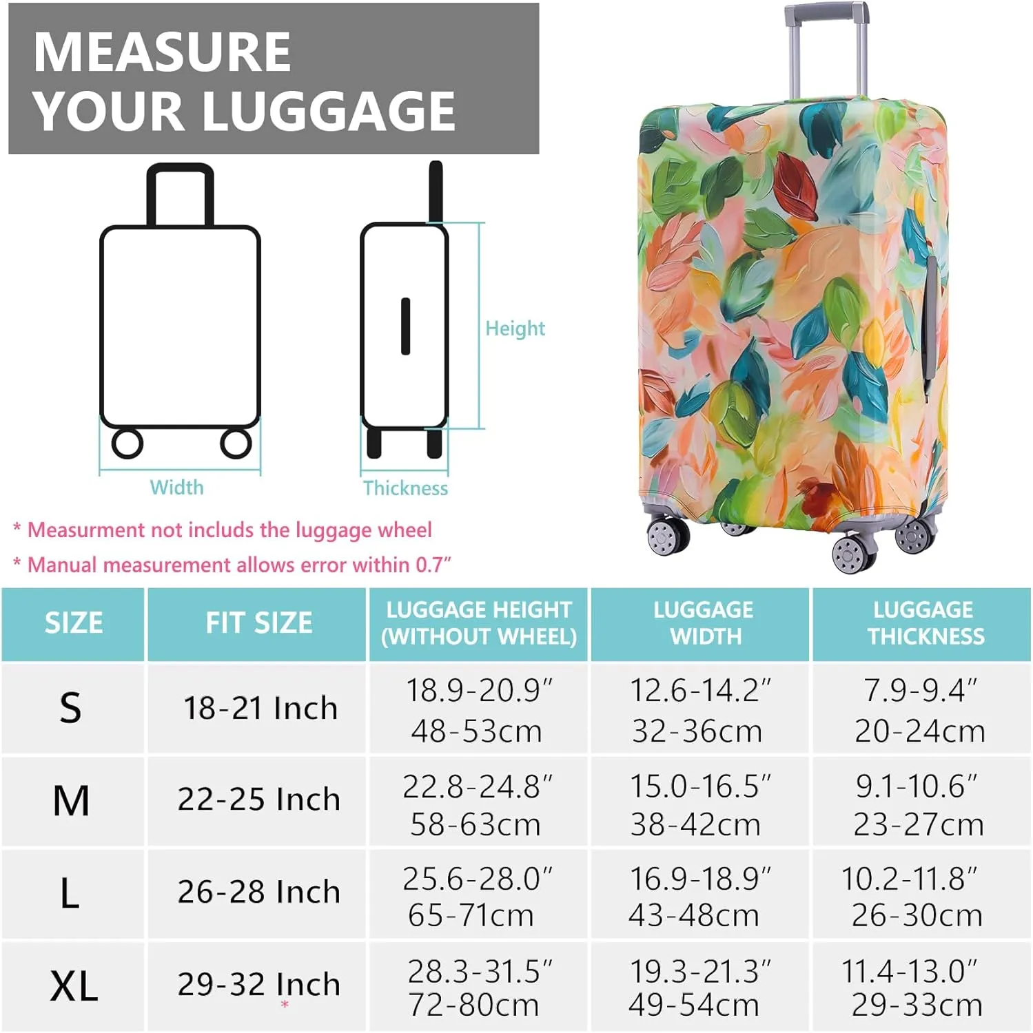 TRAVEL KIN Luggage Covers For Suitcase Tsa Approved,Suitcase Cover Protector Fit 29-32 Inch Luggage