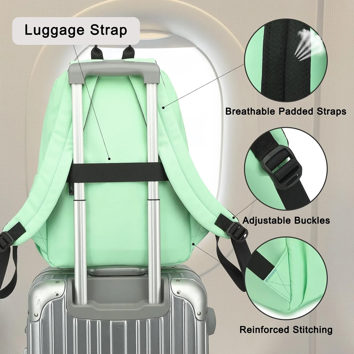 Travel Laptop Backpack for Women, 15.6 Inch Professional Laptop Bag for College Work Business School Teacher Nurse (Green)