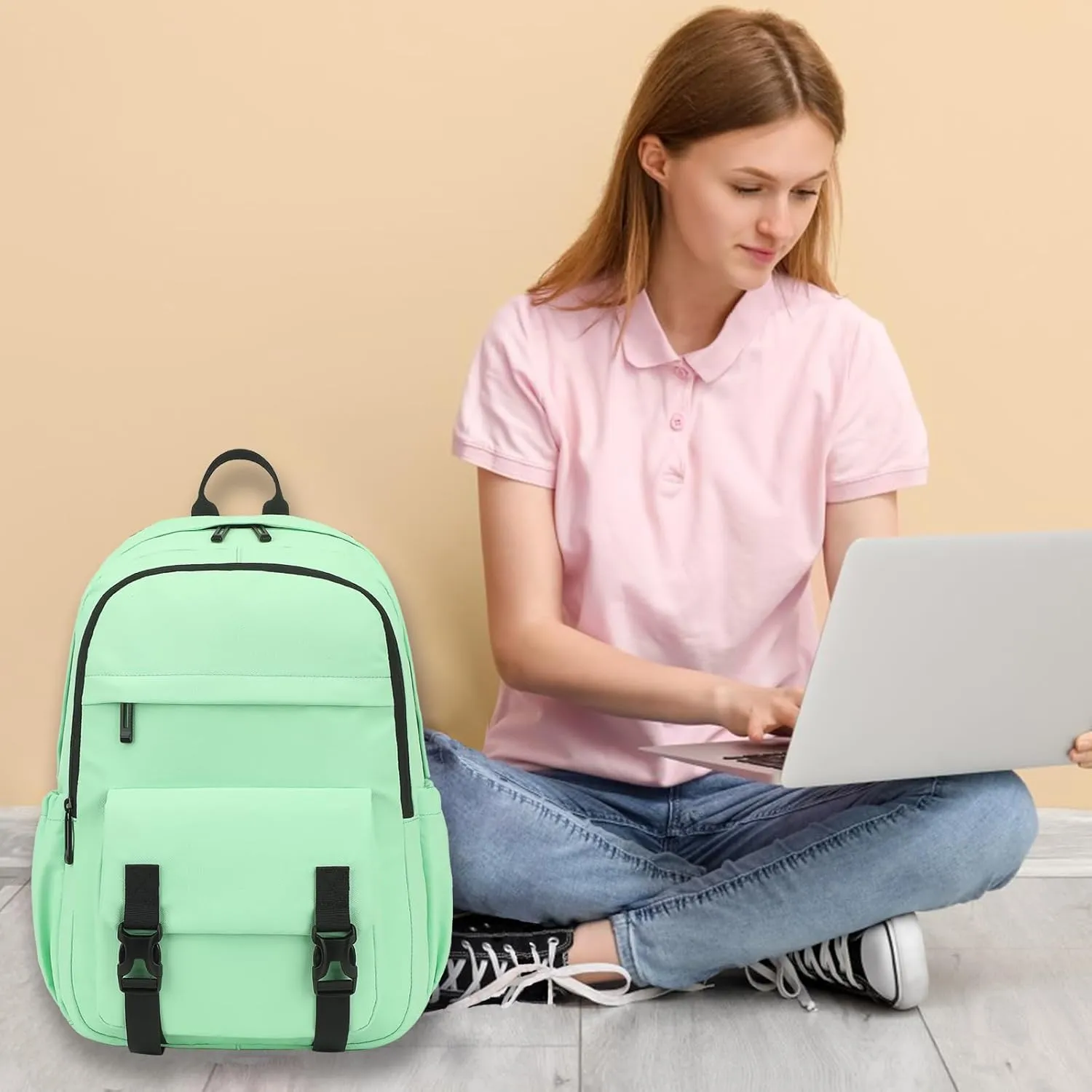 Travel Laptop Backpack for Women, 15.6 Inch Professional Laptop Bag for College Work Business School Teacher Nurse (Green)