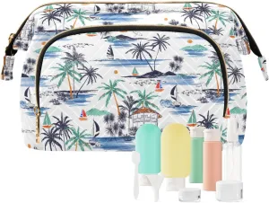 Travel Quilted Makeup Bag Toiletry Organizer Pouch Storage Make Up Bag Large Quilted Cosmetic Bag Wide Open T1