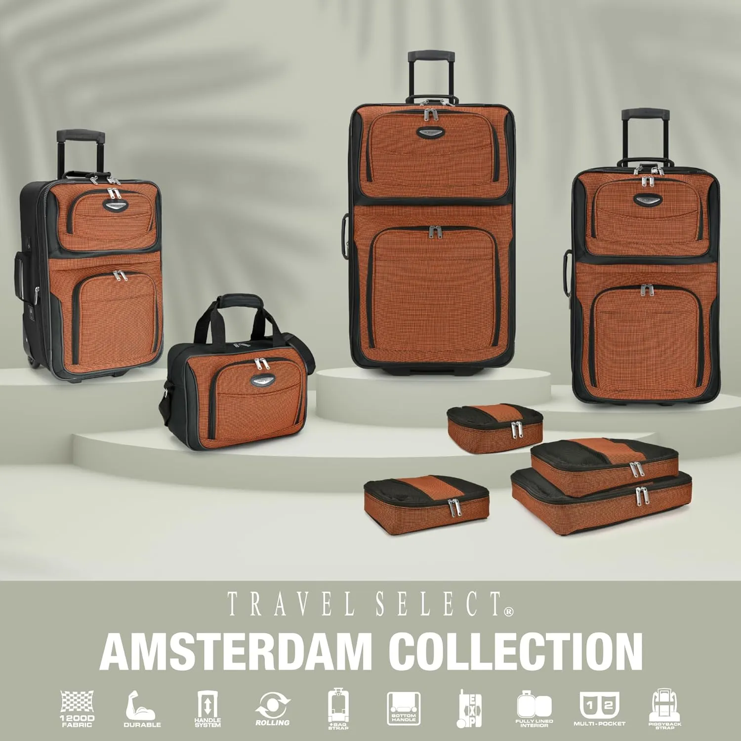 Travel Select Amsterdam Expandable Rolling Upright Luggage, Gray, 2-Piece Set