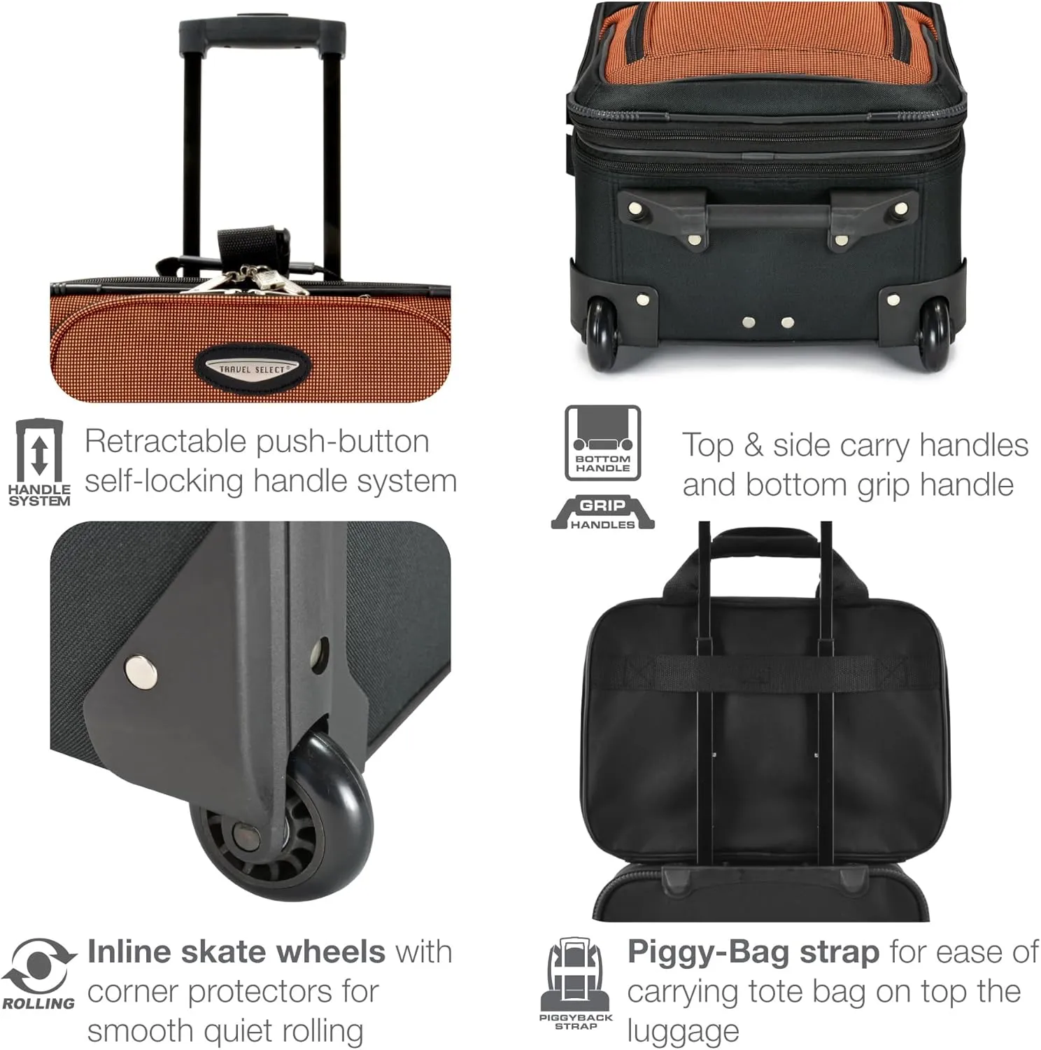 Travel Select Amsterdam Expandable Rolling Upright Luggage, Gray, 2-Piece Set