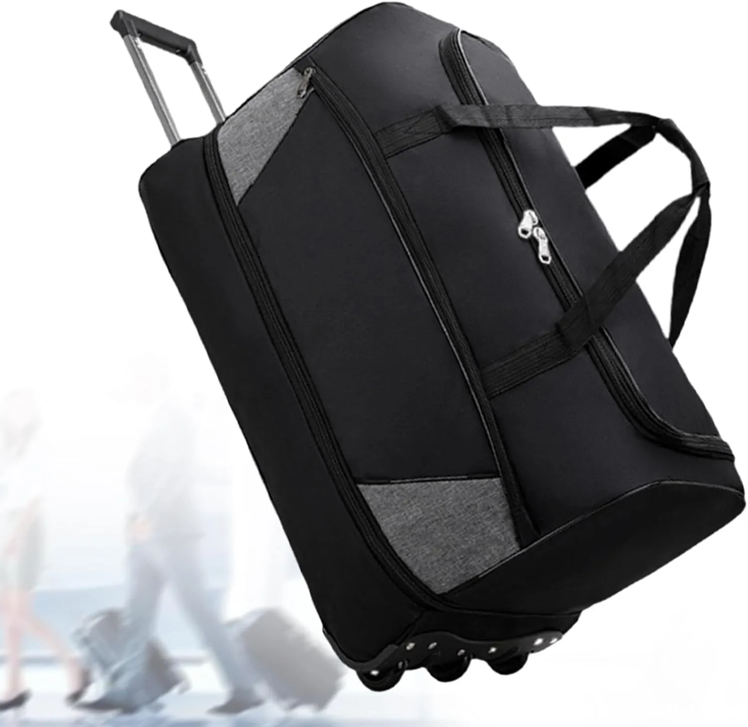 Travel Trolley Duffel Bag with Wheels for Men And Women, Black, M
