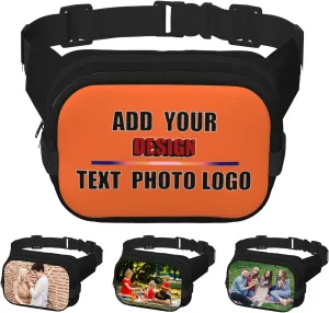 Travel Waist Pack Fanny Bag with Photo Text Logo Hands-Free Belt Bag for Men Women Sports Outdoor Use