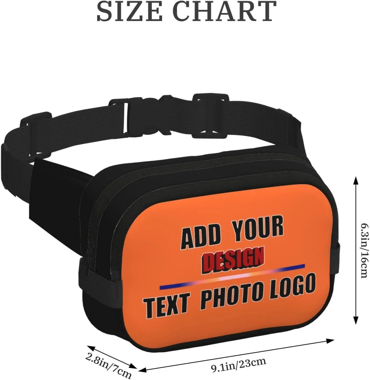 Travel Waist Pack Fanny Bag with Photo Text Logo Hands-Free Belt Bag for Men Women Sports Outdoor Use