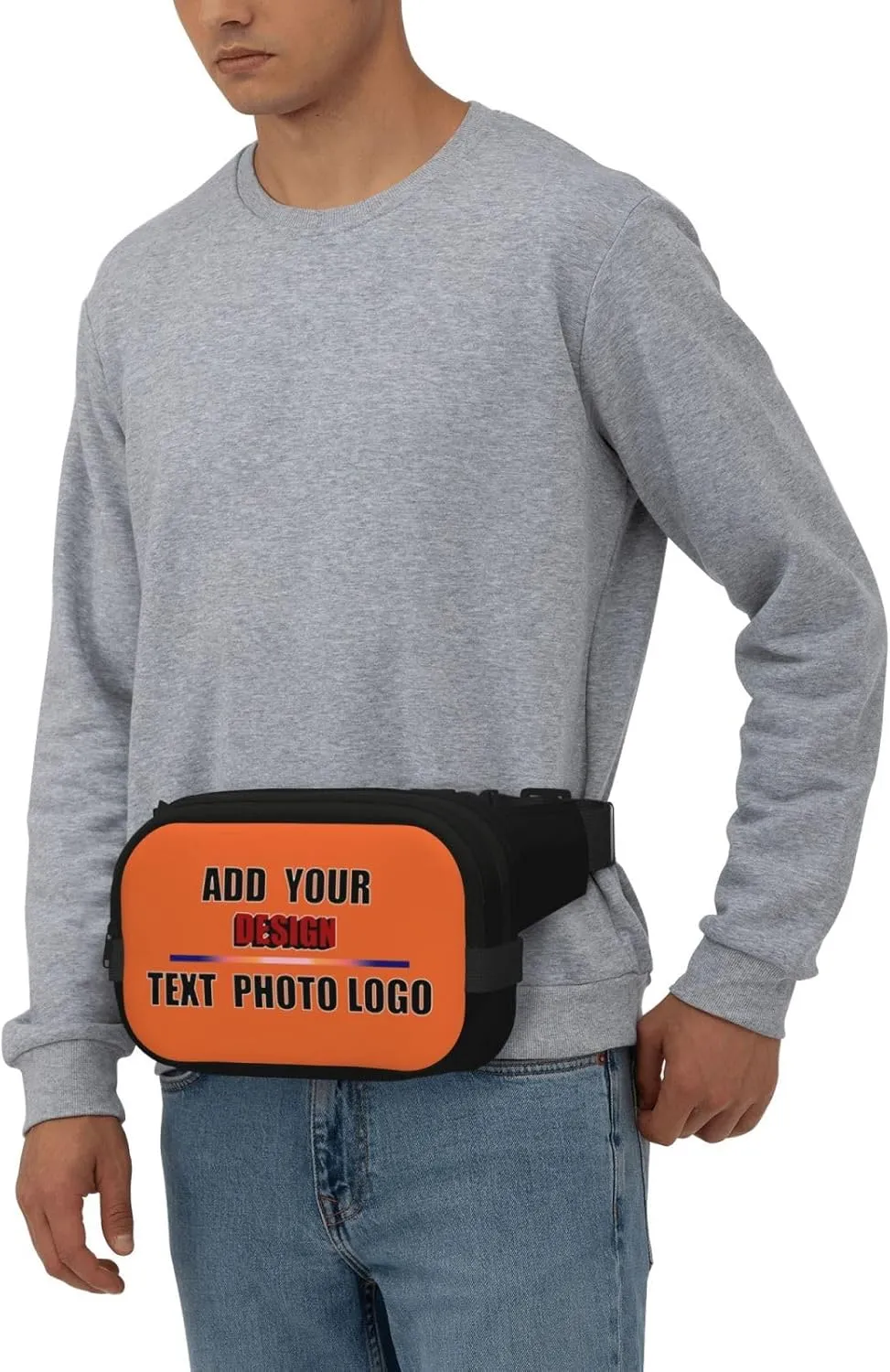 Travel Waist Pack Fanny Bag with Photo Text Logo Hands-Free Belt Bag for Men Women Sports Outdoor Use