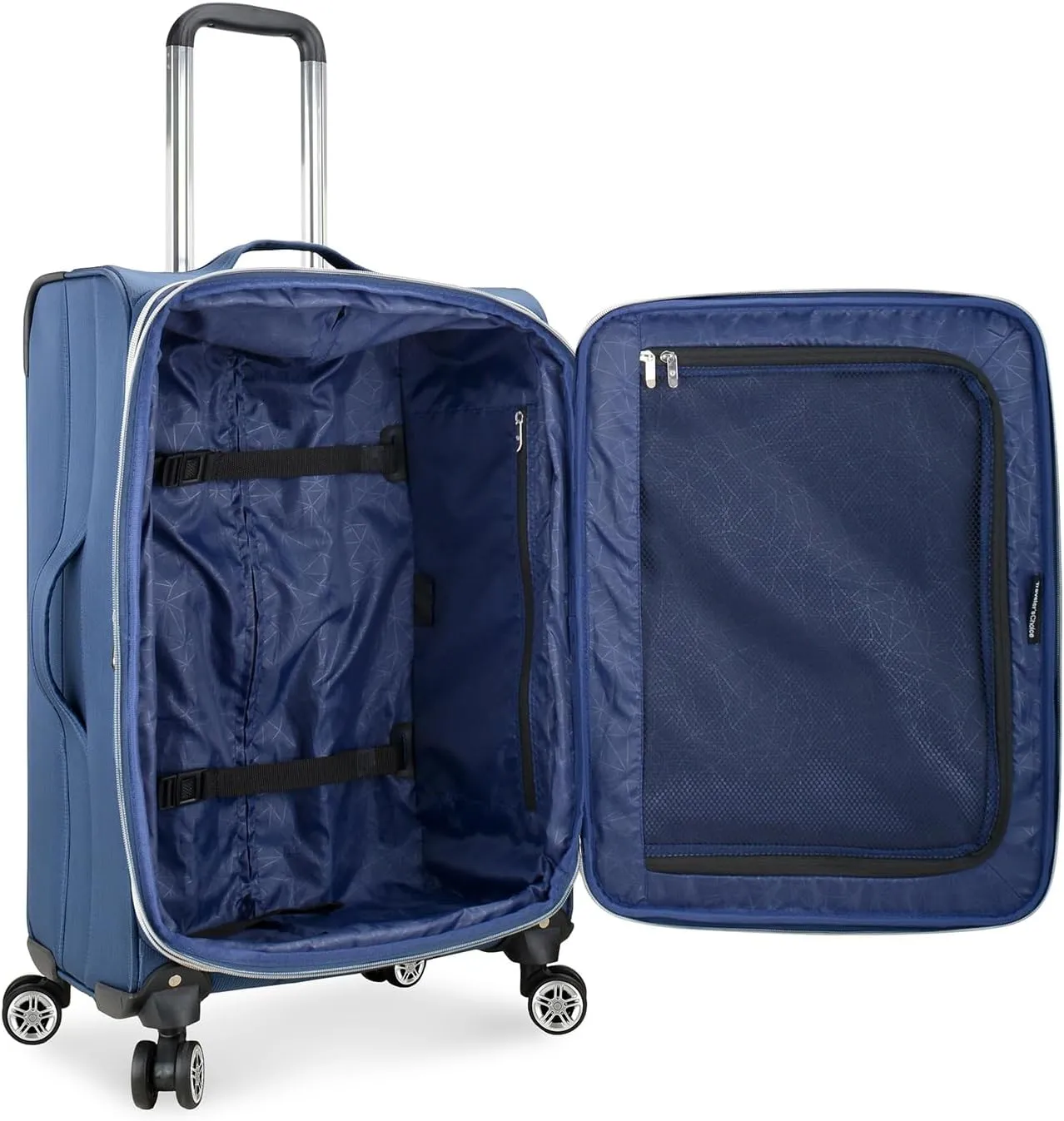 Traveler's Choice Lares Softside Expandable Luggage with Spinner Wheels, Navy, Checked 26-Inch