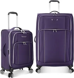 Traveler's Choice Lares Softside Expandable Luggage with Spinner Wheels, Purple, 2 Piece Luggage Set