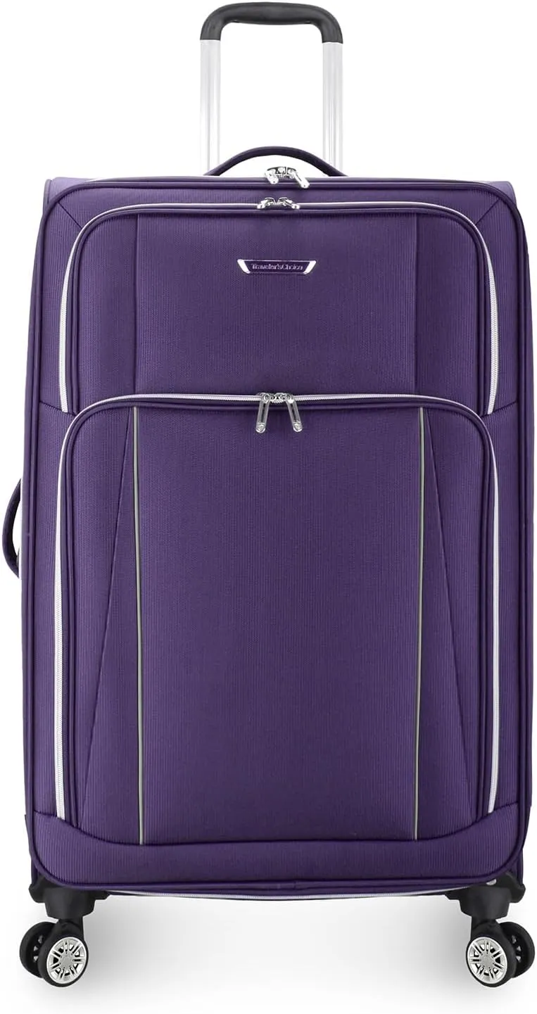 Traveler's Choice Lares Softside Expandable Luggage with Spinner Wheels, Purple, 2 Piece Luggage Set