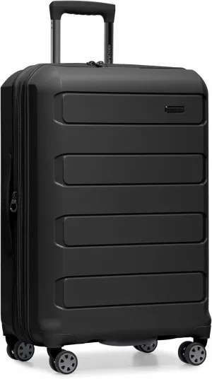 Traveler's Choice Pagosa Indestructible Hardshell Expandable Spinner Luggage, Black, Check-in Only