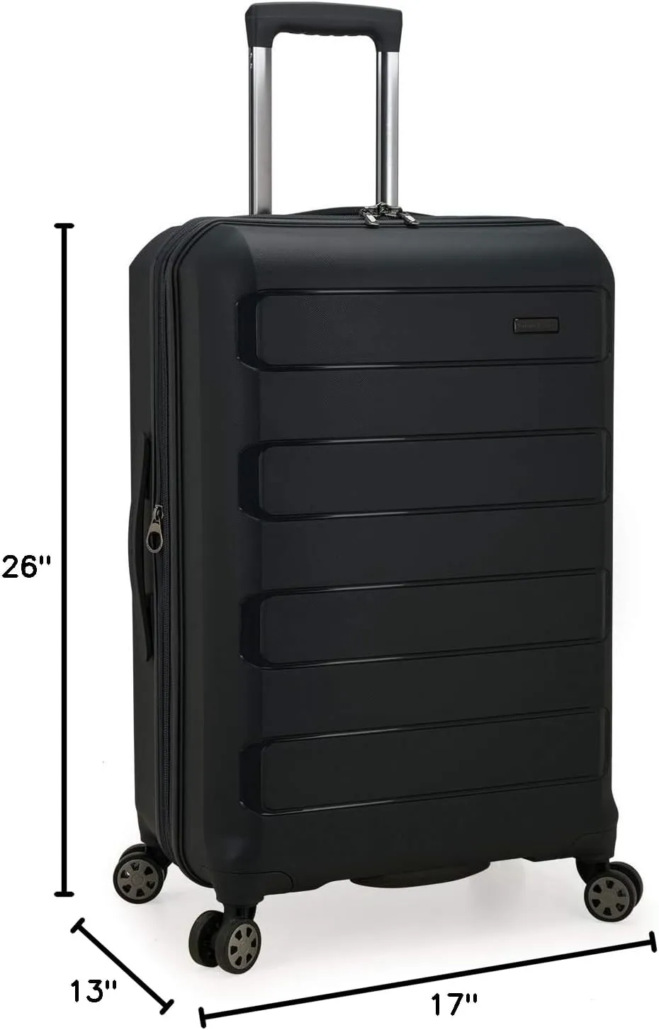 Traveler's Choice Pagosa Indestructible Hardshell Expandable Spinner Luggage, Black, Check-in Only