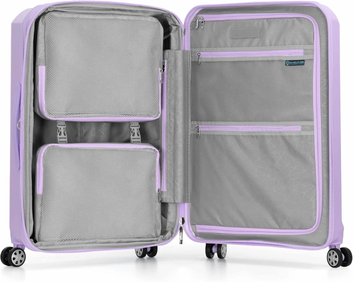 Traveler's Choice Pagosa Indestructible Hardshell Expandable Spinner Luggage, Lavender, Check-in Only