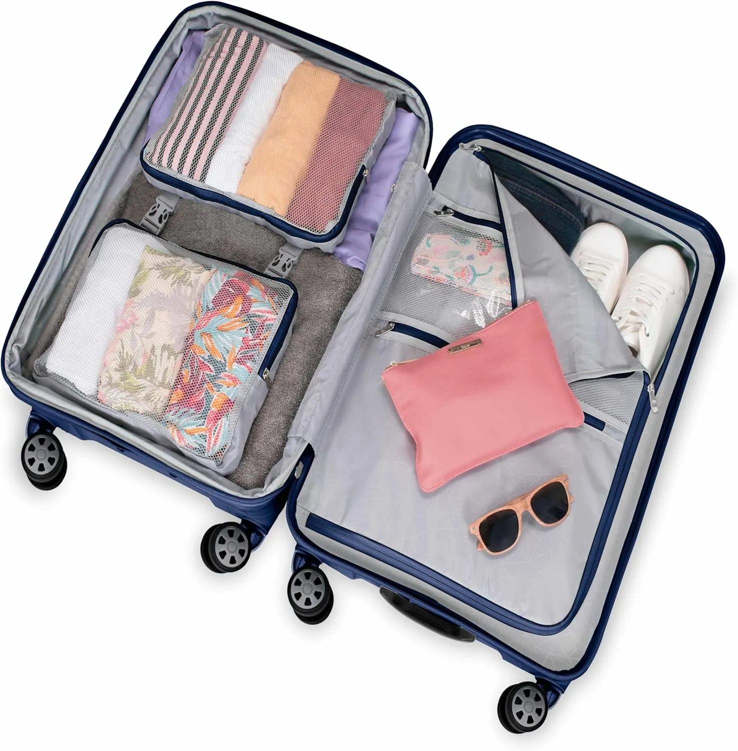 Traveler's Choice Pagosa Indestructible Hardshell Expandable Spinner Luggage, Navy, 2 Piece Set
