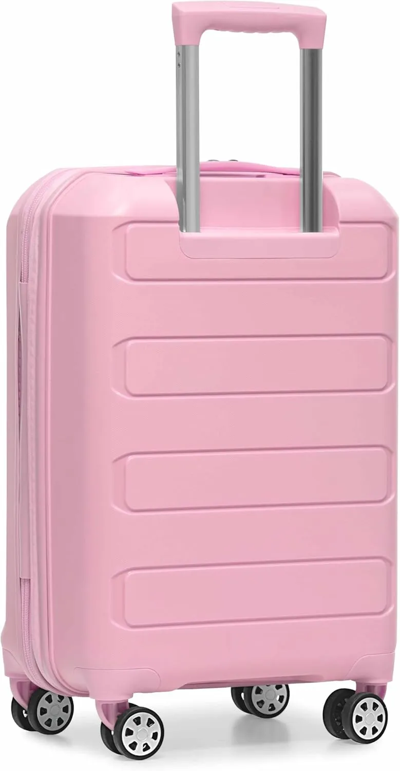 Traveler's Choice Pagosa Indestructible Hardshell Expandable Spinner Luggage, Pink, 2 Piece Set