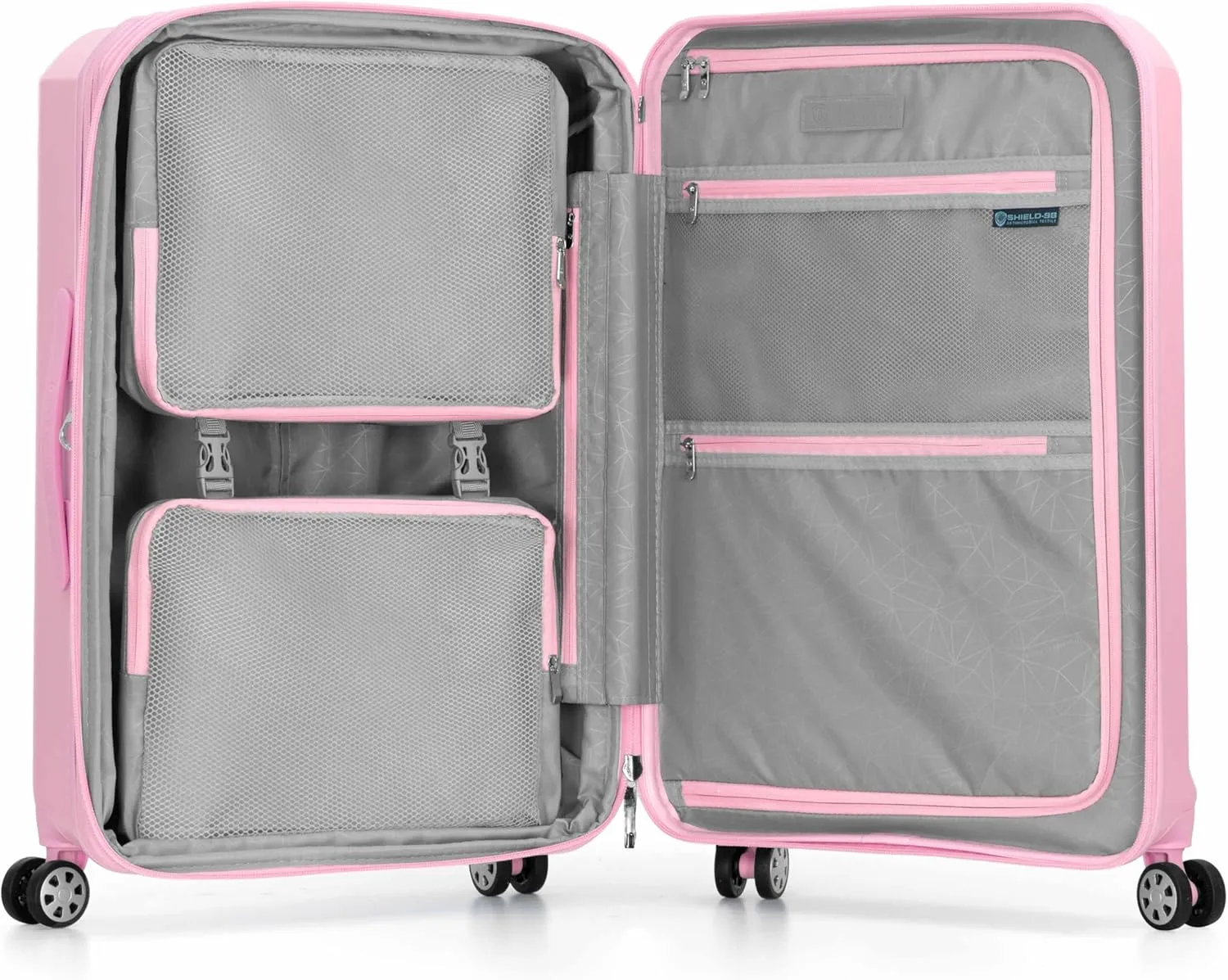 Traveler's Choice Pagosa Indestructible Hardshell Expandable Spinner Luggage, Pink, 2 Piece Set