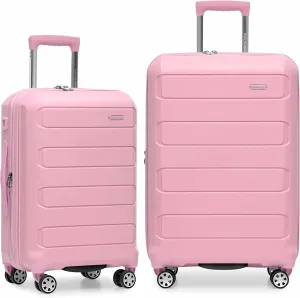 Traveler's Choice Pagosa Indestructible Hardshell Expandable Spinner Luggage, Pink, 2 Piece Set
