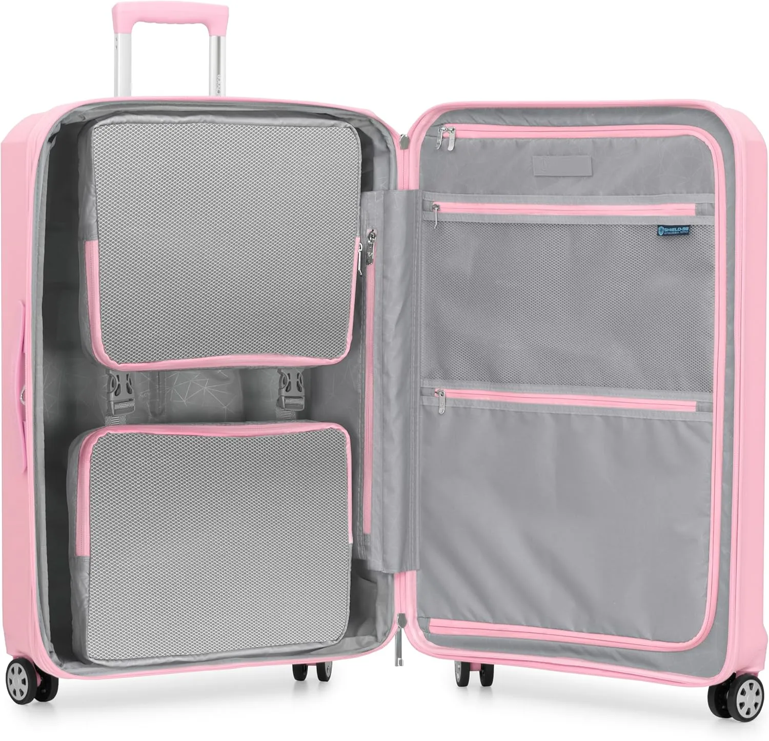Traveler's Choice Pagosa Indestructible Hardshell Expandable Spinner Luggage, Pink, Check-in Only