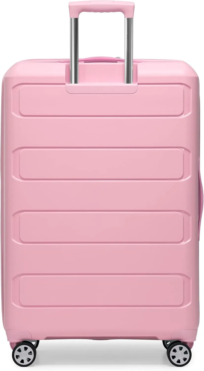 Traveler's Choice Pagosa Indestructible Hardshell Expandable Spinner Luggage, Pink, Check-in Only