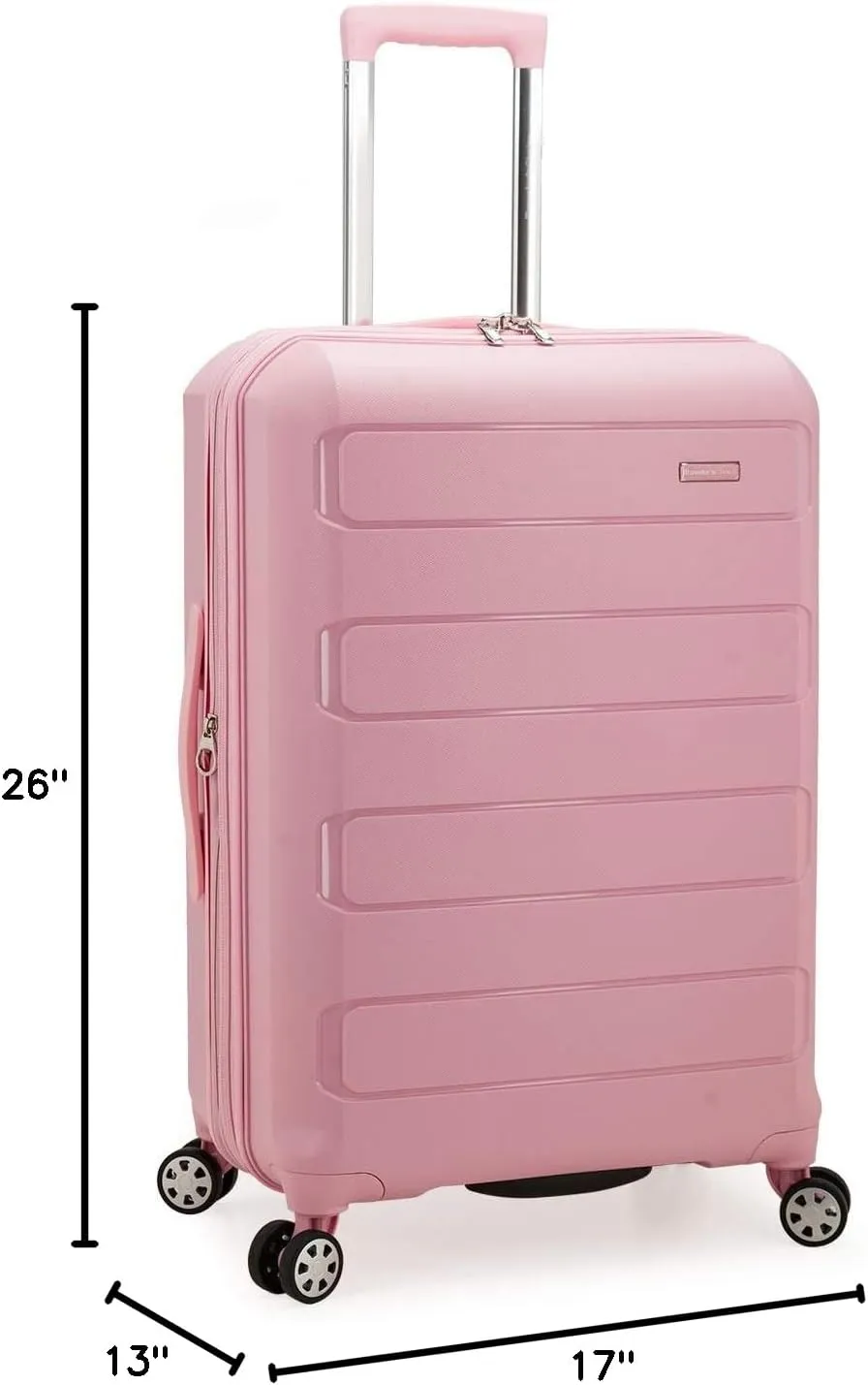 Traveler's Choice Pagosa Indestructible Hardshell Expandable Spinner Luggage, Pink, Check-in Only